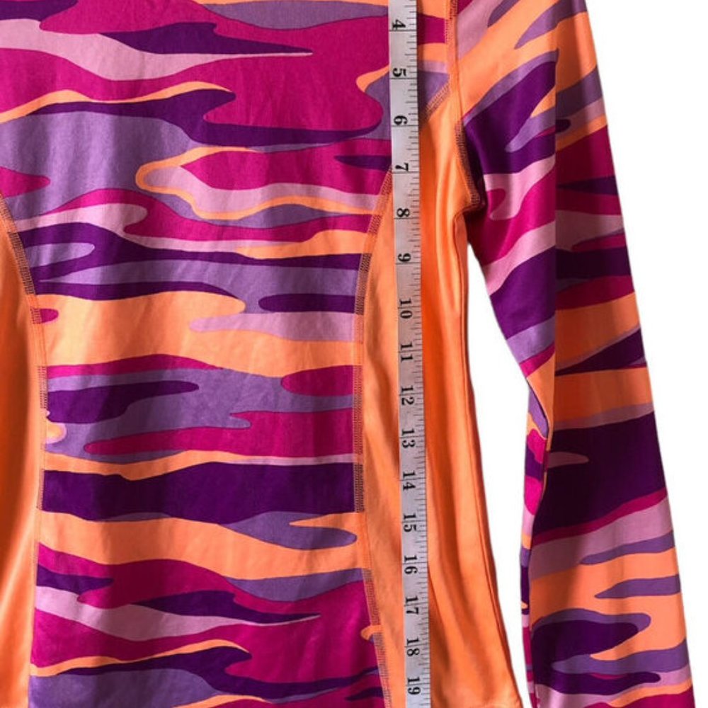Danskin Now Drimore Girls Semi-Fitted Active Wear Top Orange Camo Size Large - Picture 5 of 8